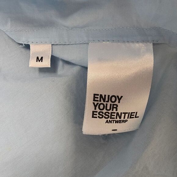 Essentiel Antwerp Becha Ruffle Poplin Oversized Tent Dress Blueberry Light Blue - Picture 12 of 15